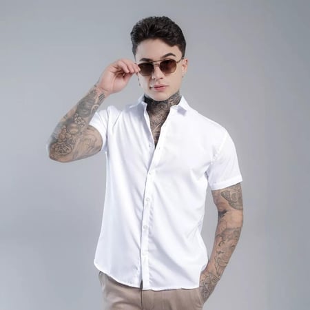 Camisa Social Masculina Gola Italiana Confortável