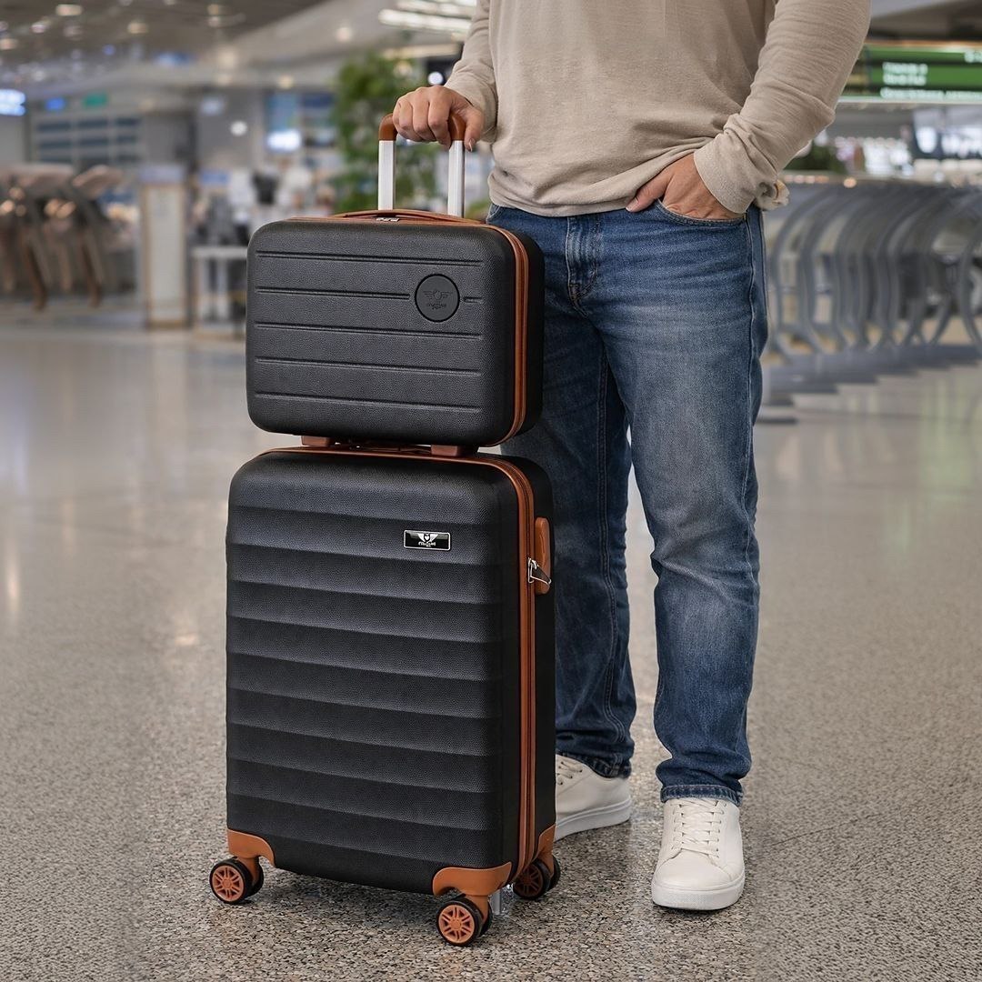 Kit Mala De Viagem Bordo Mão Pequena 10kg Abs Cadeado 360 Cor Preto