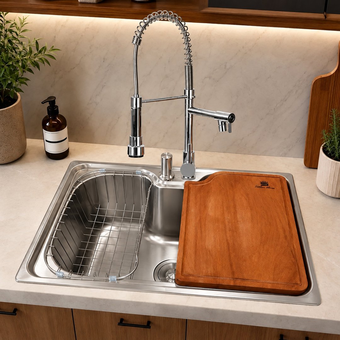 Cuba Cozinha Gourmet Aço Inox Tábua C/ Torneira Extensor Cor Prata