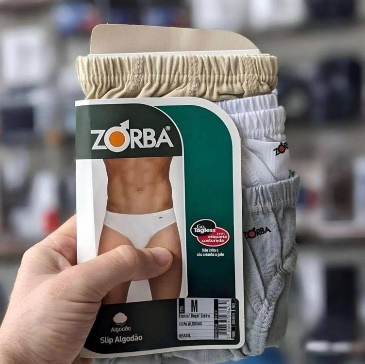 Kit Com 10 Cuecas Slip 100% Algodão Zorba Lisa Denim M