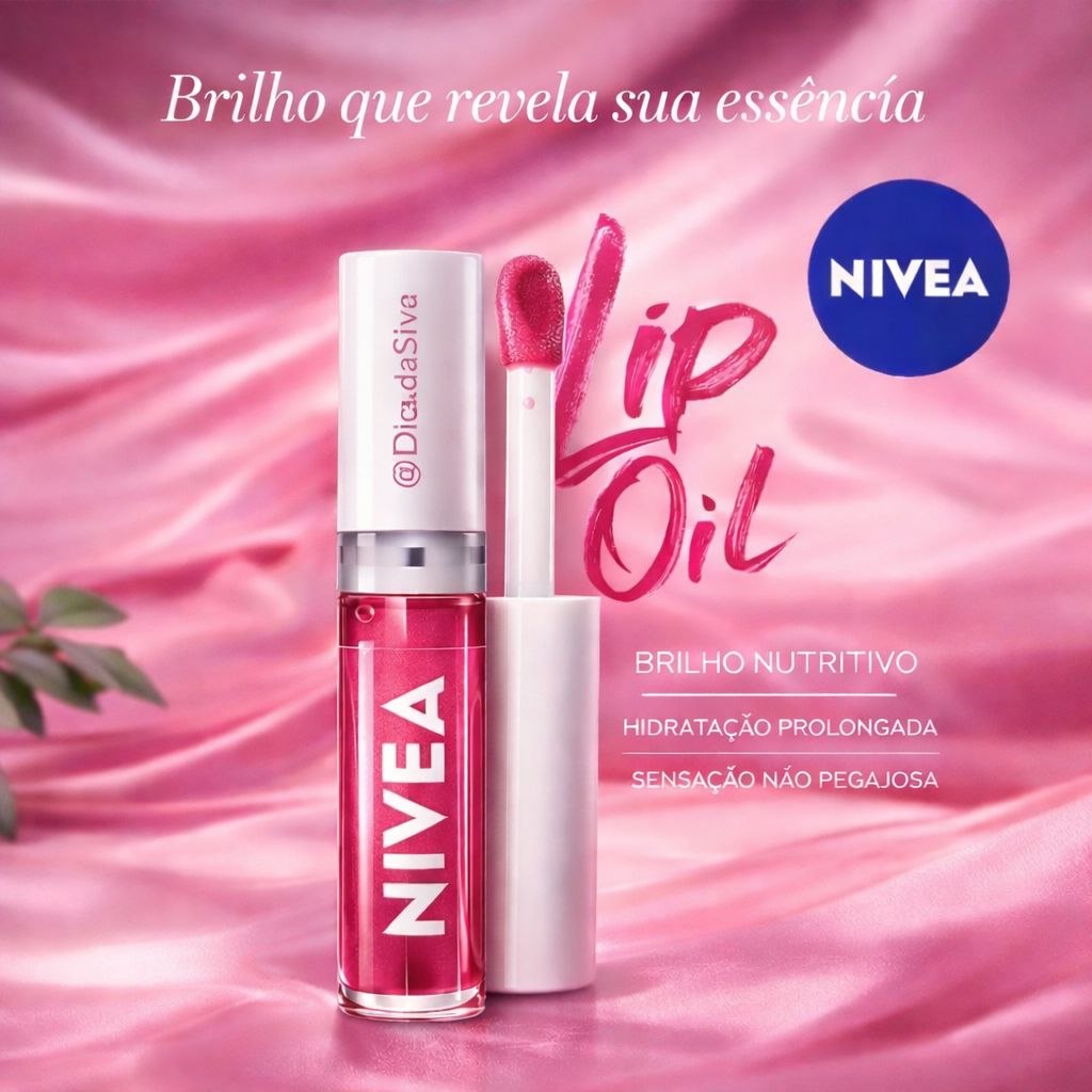 NIVEA Lip Oil Brilho Nutritivo Pink Rock 5,5ml, Hidratação Prolongada, Efeito Gloss, Para ...