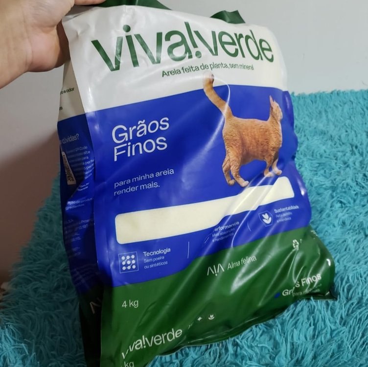 Viva Verde Areia Higiênica Biodegradável para Gatos Grãos Finos 4kg