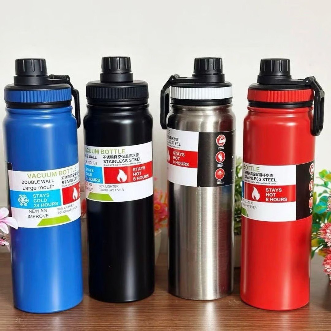 🤓Garrafa Térmica 800ml Água Azarte Inox Academia Com Alça
