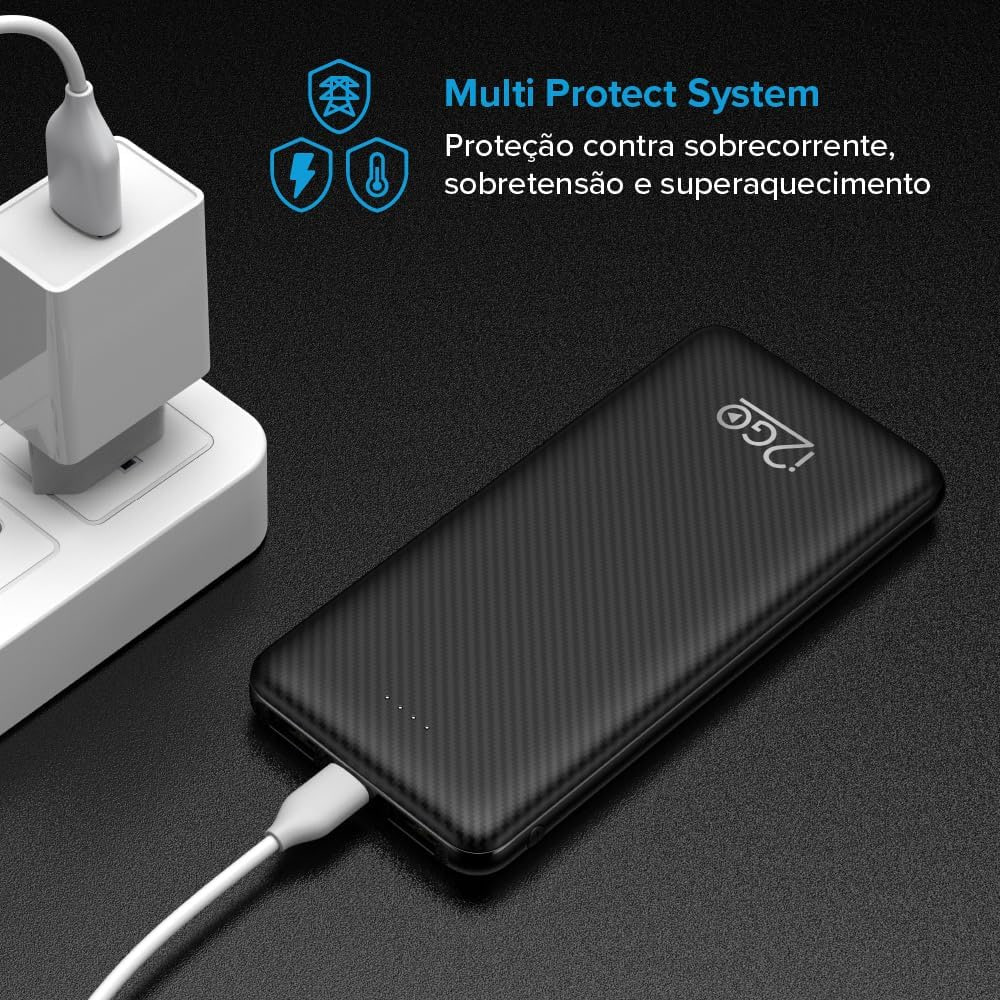 I2GO, Carregador Portátil (Power Bank) 10000mAh, 2 Saídas USB + 1 Saída/Entrada USB-C, Pre...