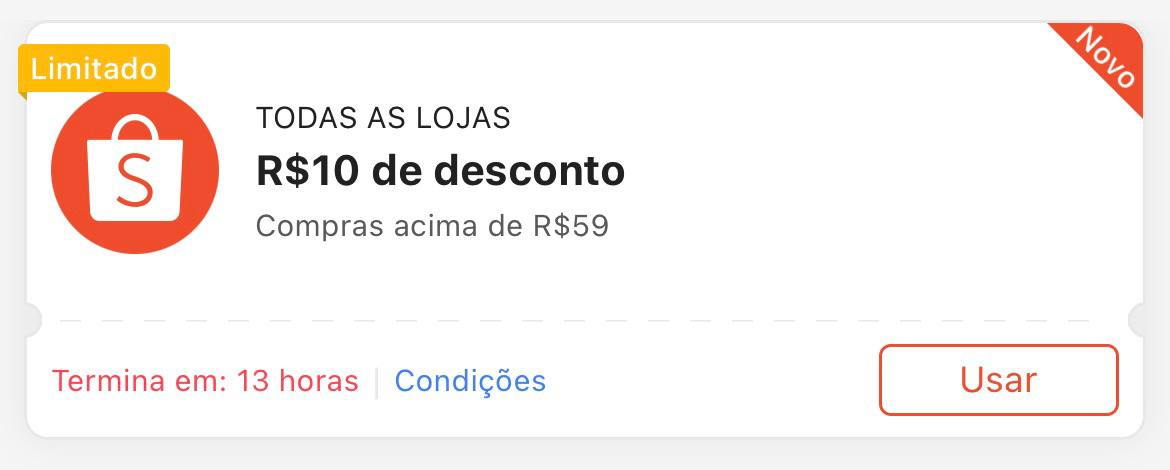 Cupom R$ 10 a partir de R$ 59 - Shopee