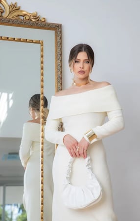 Vestido Midi Ombro a Ombro Elegante