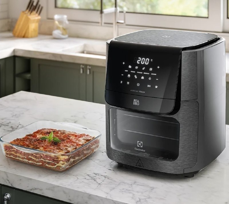 Air Fryer Forno 5 em 1 12L 1700W Digital 1 Bandeja Antiaderente 5 modos preparo 7 Receitas Programadas Aviso Sonoro Fritadeira Elétrica sem Óleo Forno Bancada Electrolux EAF85 Grafite