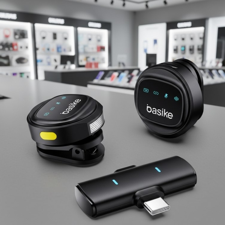 Basike Microfone Lapela Anti Ruido Duplo Magnético Sem Fio Clipe iPhone Samsung Tipo C Pro...