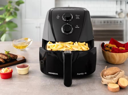 Fritadeira Sem Óleo Air Fryer 4L, Mondial, Preto/Prata, 1500W, 110V - AFN-40-BFS