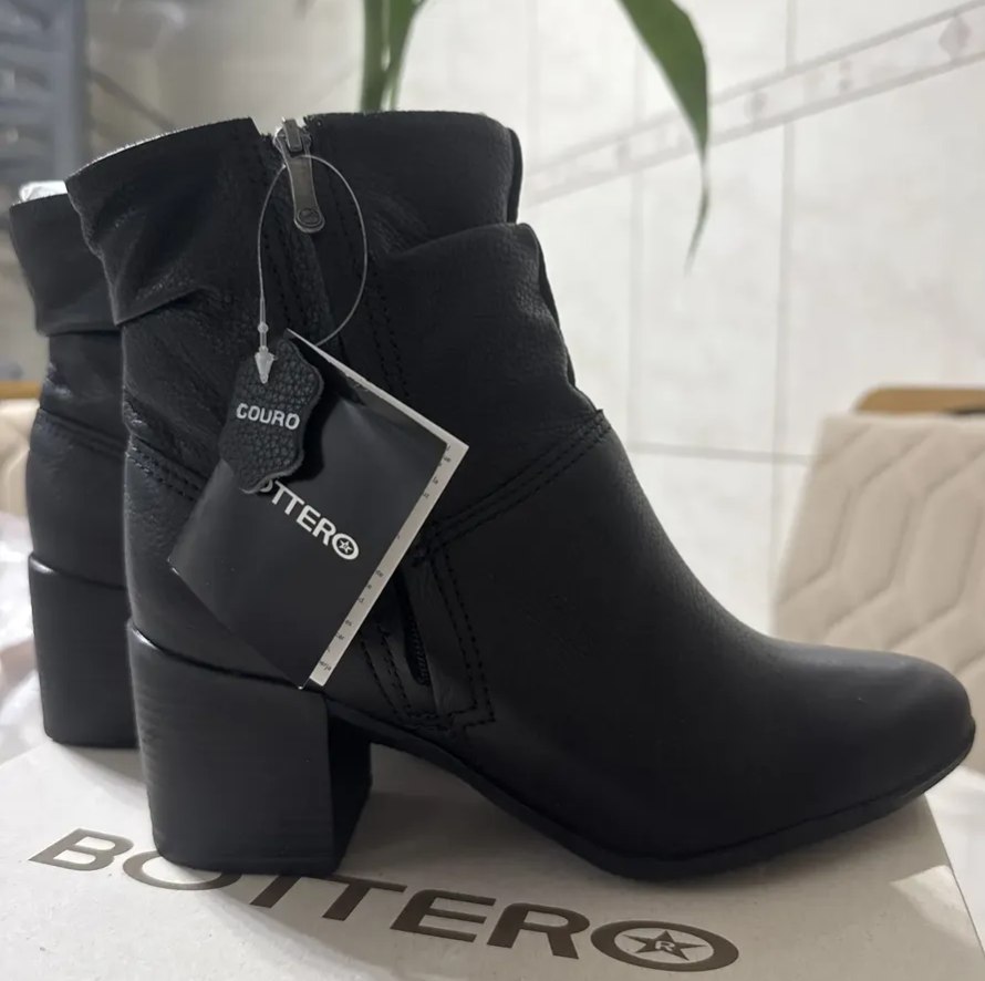 Bota Bottero Calce Facil Ziper Couro Legitimo Marrom ou Preto - Num. 34 ao 40