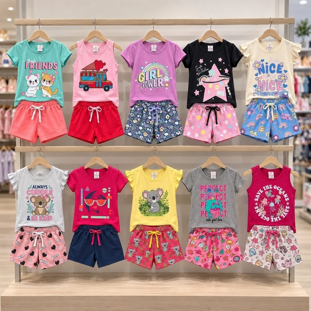 Kit 10 Peças Roupa Infantil Menina Verão Conjunto Criança