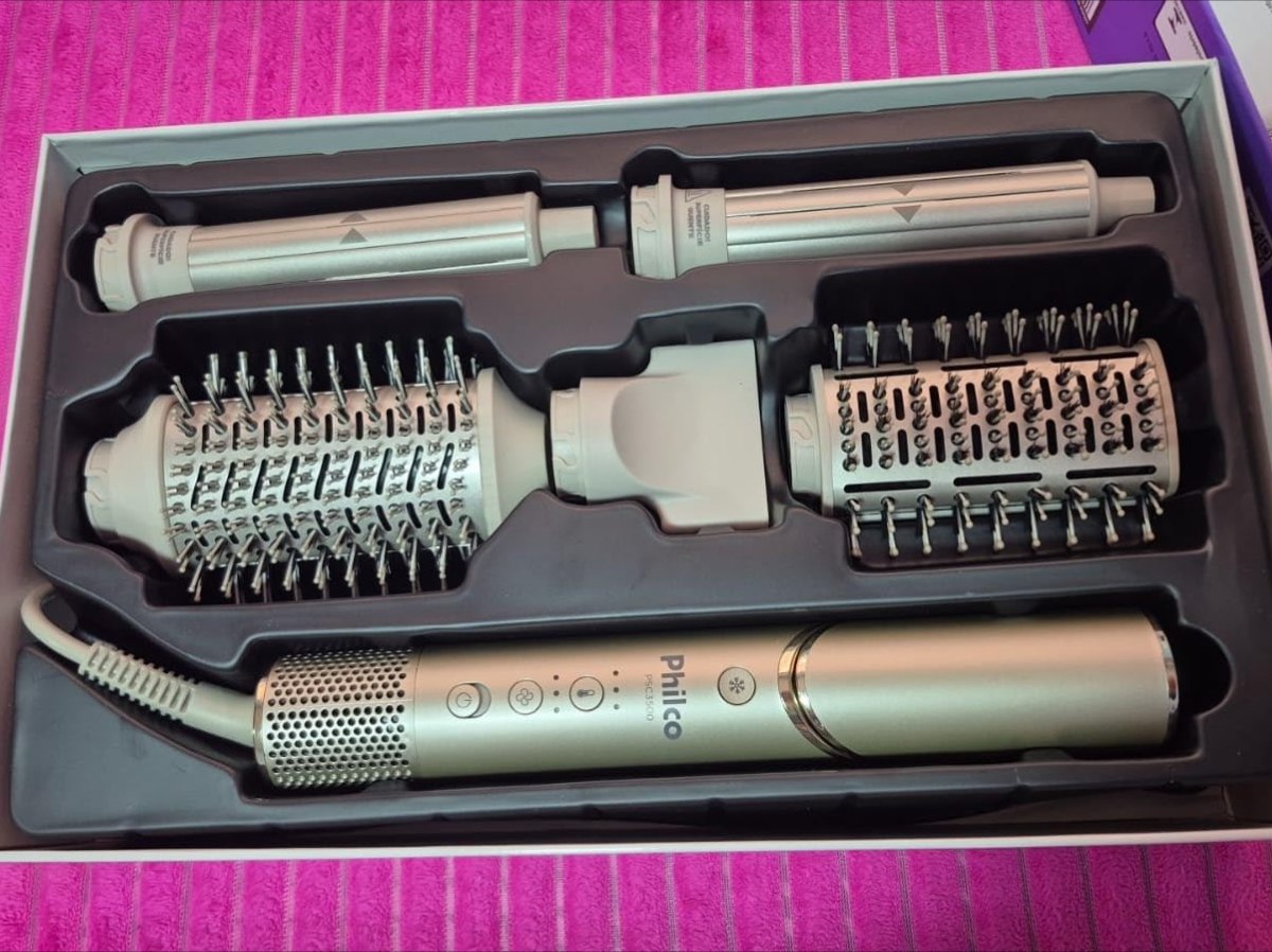 Secador De Cabelos Philco 4 em 1 Dobrável Prateado Bege - 110v