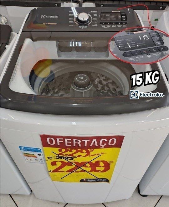 Lavadora Electrolux Premium Care 15kg Cesto Inox 11 Programas de Lavagem Painel Digital - 110v/220v