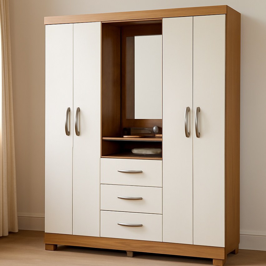 Guarda-roupa Notavel Nt 5015 Nt 5015 Cor Freijó/off White De Mdf Com 4 Portas Articuladas