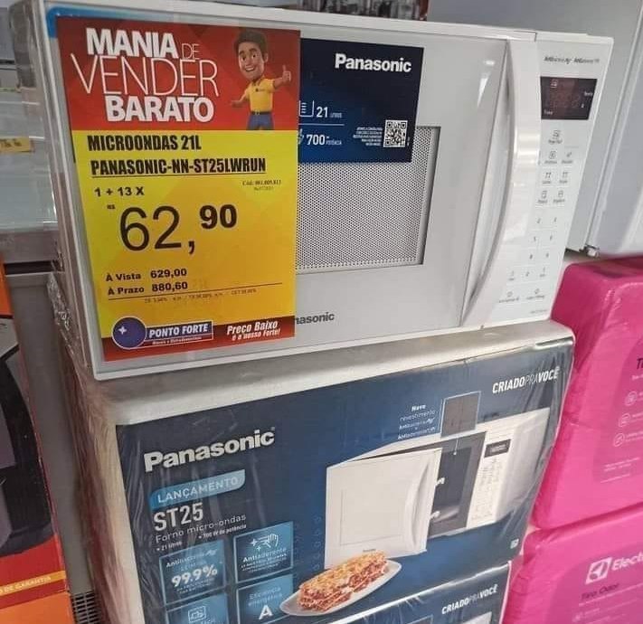 Micro-ondas Panasonic 21 Litros Receitas Pré-programadas Branco - 110v