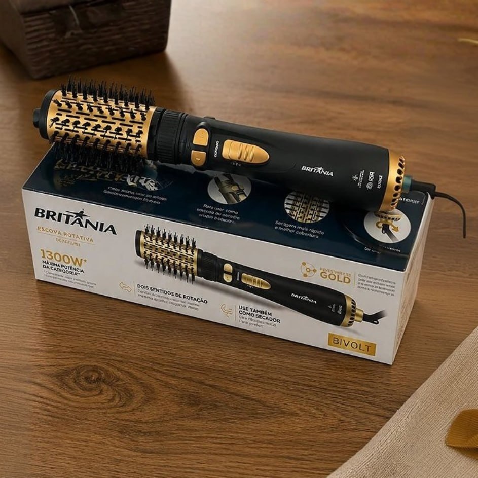 Escova Rotativa Britânia Ber20pd 1300w 3 Temperaturas Bivolt 127/220v