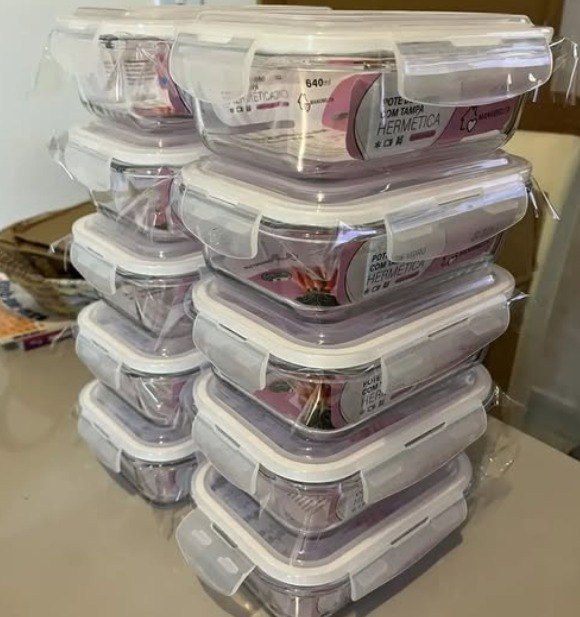 Kit 10 Potes Herméticos Vidro 640ml Starhouse Marmita Forno Micro-ondas