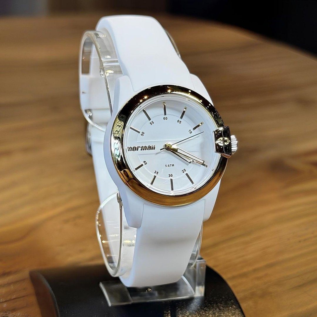Relógio Feminino Analógico Casual Branco Mormaii Mopc21jag8b Cor Do Bisel Dourado