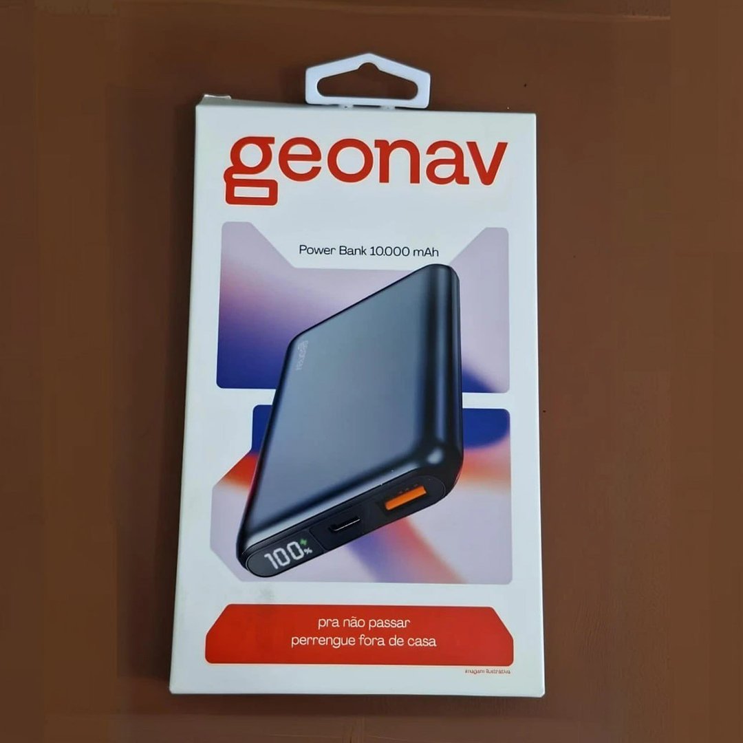 Geonav Power Bank, Carregador Portátil Universal 10.000mAh, USB-A (até 18W) + USB-C (até 20W), Compacto, Carregamento Rápido, Pass Through, Led Indicador de Bateria, PB10K20WSG, Cinza espacial