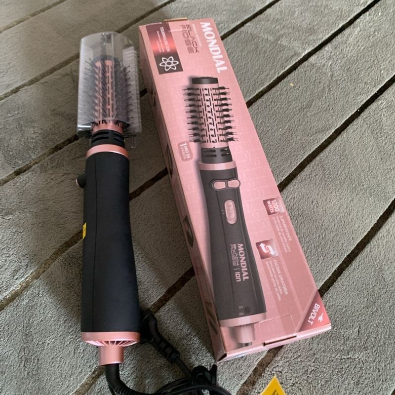 Escova Rotativa Mondial 1200 W Bivolt - Preto/Golden Rose