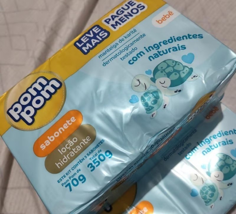 Kit Sabonete em Barra Pom Pom Loção Hidratante 70g - 5 unidades