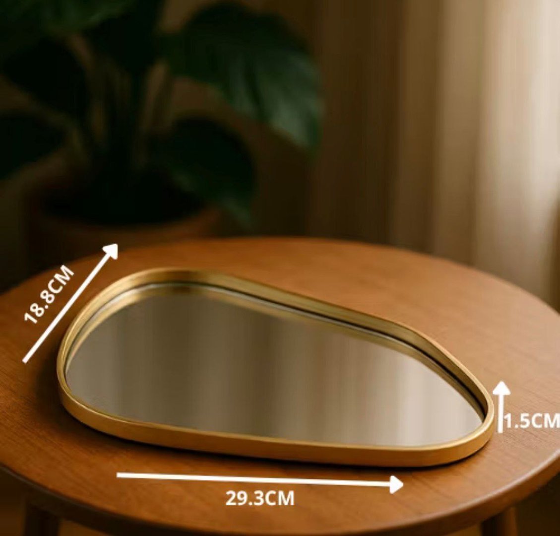 BANDEJA ORGANICA ESPELHADA DECORATIVA MULTIUSO BANHEIRO LAVABO SALA PRETO DOURADO