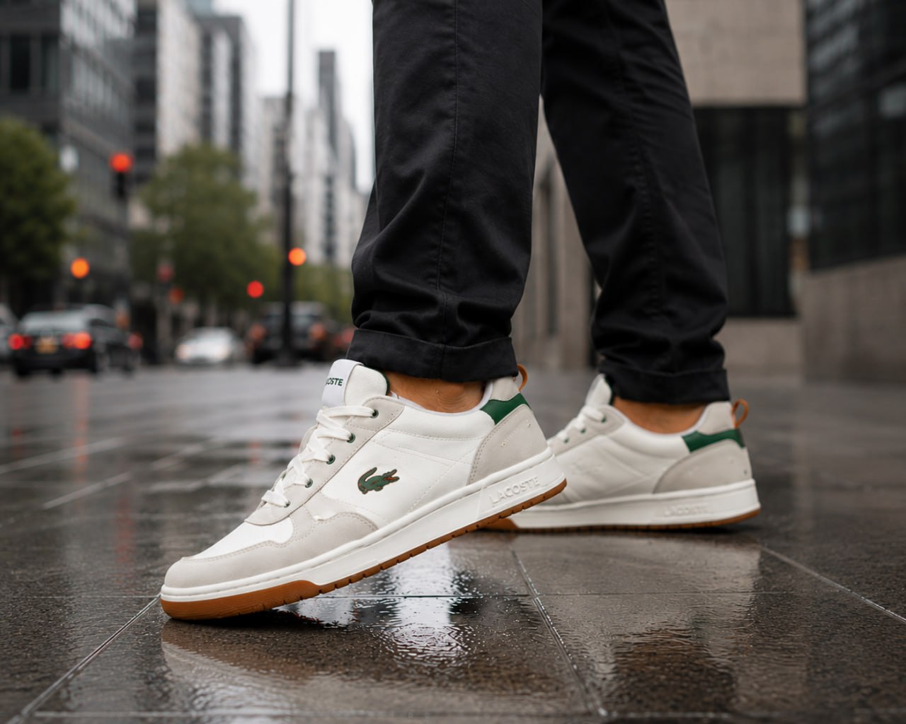 Tênis Lacoste Masculino L-spin de Couro e Tecido - Disponível no Verde Escuro e Vermelho V...