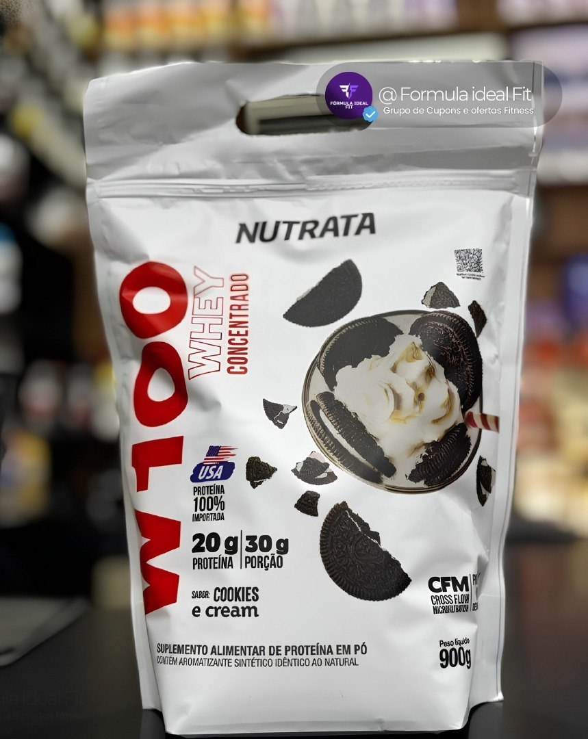 W100 Whey Concentrado Pouch 900g Cookies & Cream Nutrata
