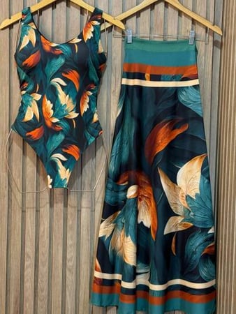 Kit Conjunto Body Maiô E Pareô Saida De Praia Premium Saída de banho Body Maiô