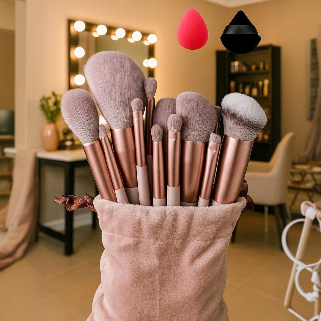 Pincel Maquiagem Kit 13 Peças Profissional Com Estojo