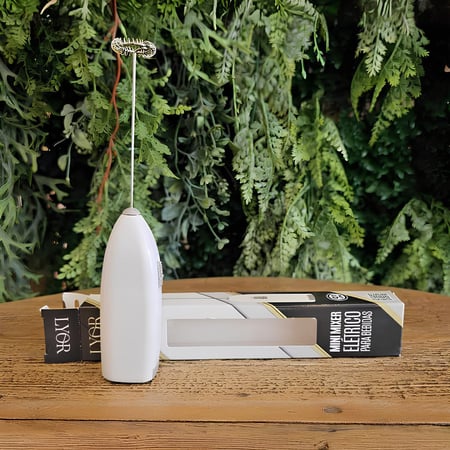 LYOR - Mini Mixer Misturador Elétrico para Bebidas - Inox e Plástico Branco - Eficiente e ...