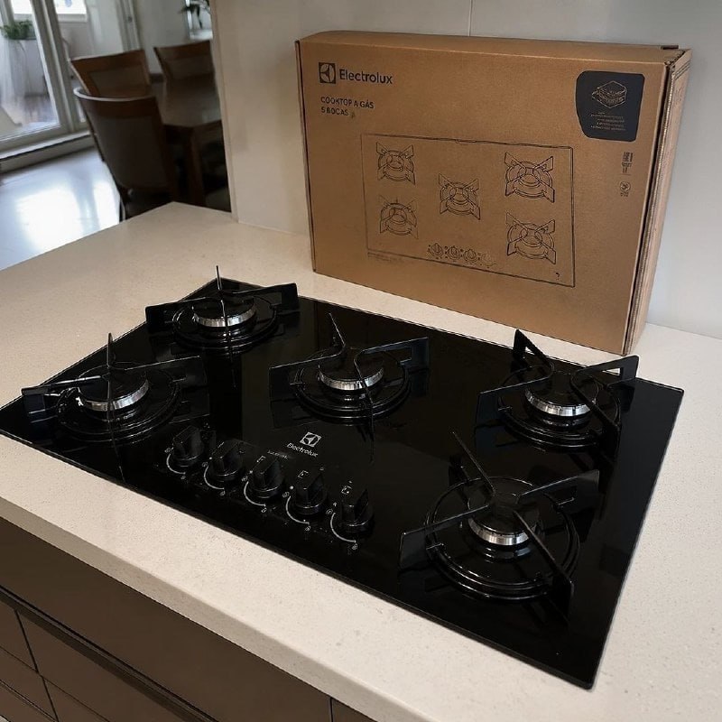 Cooktop 5 Bocas a Gás Electrolux Mesa de Vidro