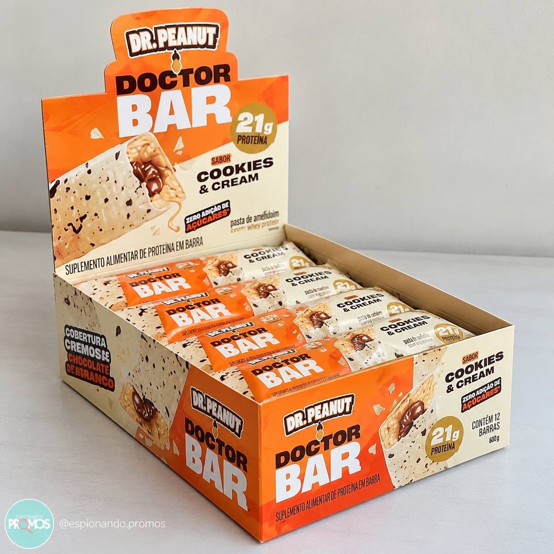 Barra de Proteína Doctor Peanut, 62g, Pack com 8 Unidades