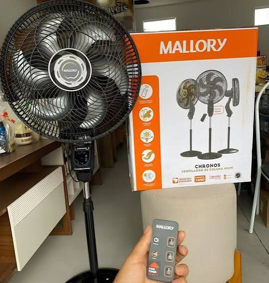Ventilador de Coluna Mallory Chronos 140W, Silencioso, Com Controle Remoto, Hélice de 6 pás, Auto Desligamento Programável de até 7 Horas- PR – GR - 127V