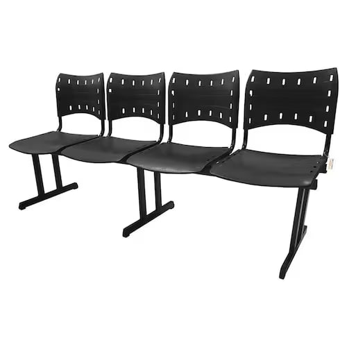 Cadeira Iso Pp Rp Longarina 4 Lugares Preta - Blush