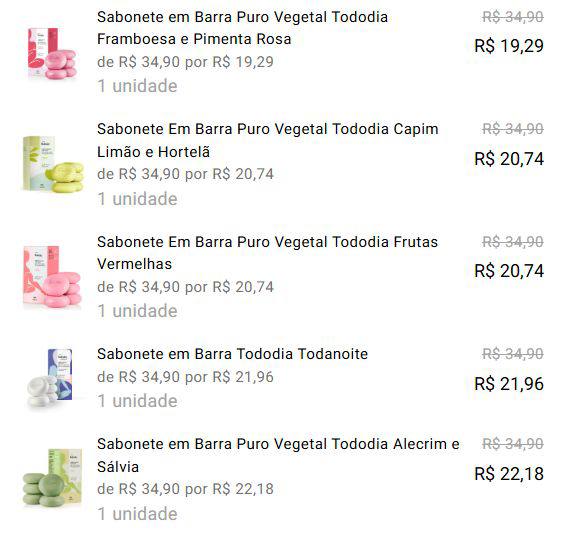 SUPER ALERTA NATURA 🆘🆘

CAIXA DE SABONETE SAINDO A PARTIR DE R$19,29 😱