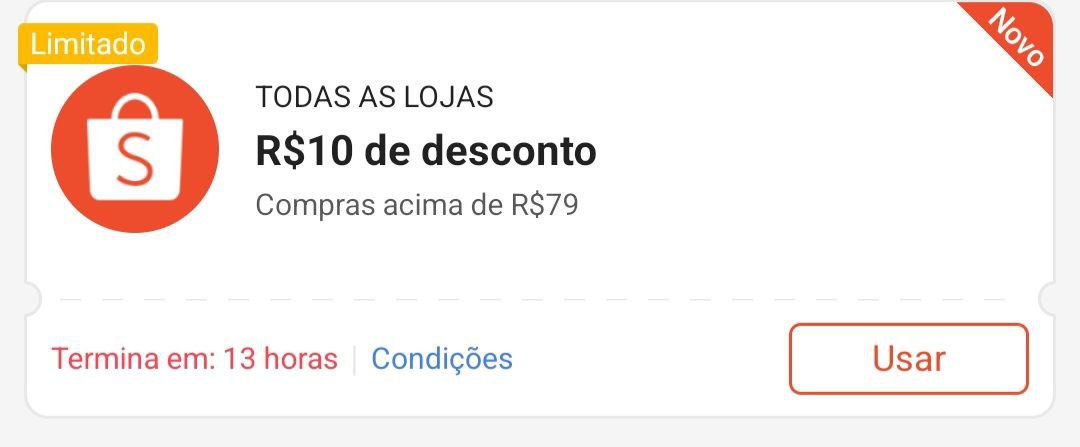 Cupom R$ 10 a partir de R$ 79 - Shopee