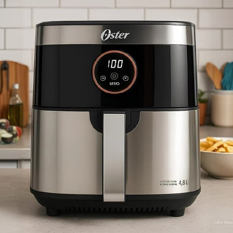 Fritadeira Sem Óleo 2 Em 1 Black Inox 4,8l Oster - Preto/prata 127v