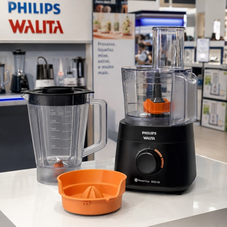 Multiprocessador PowerChop 600 Plus, Philips Walita, 4 em 1, Preto 600W, 220v - RI7300/92