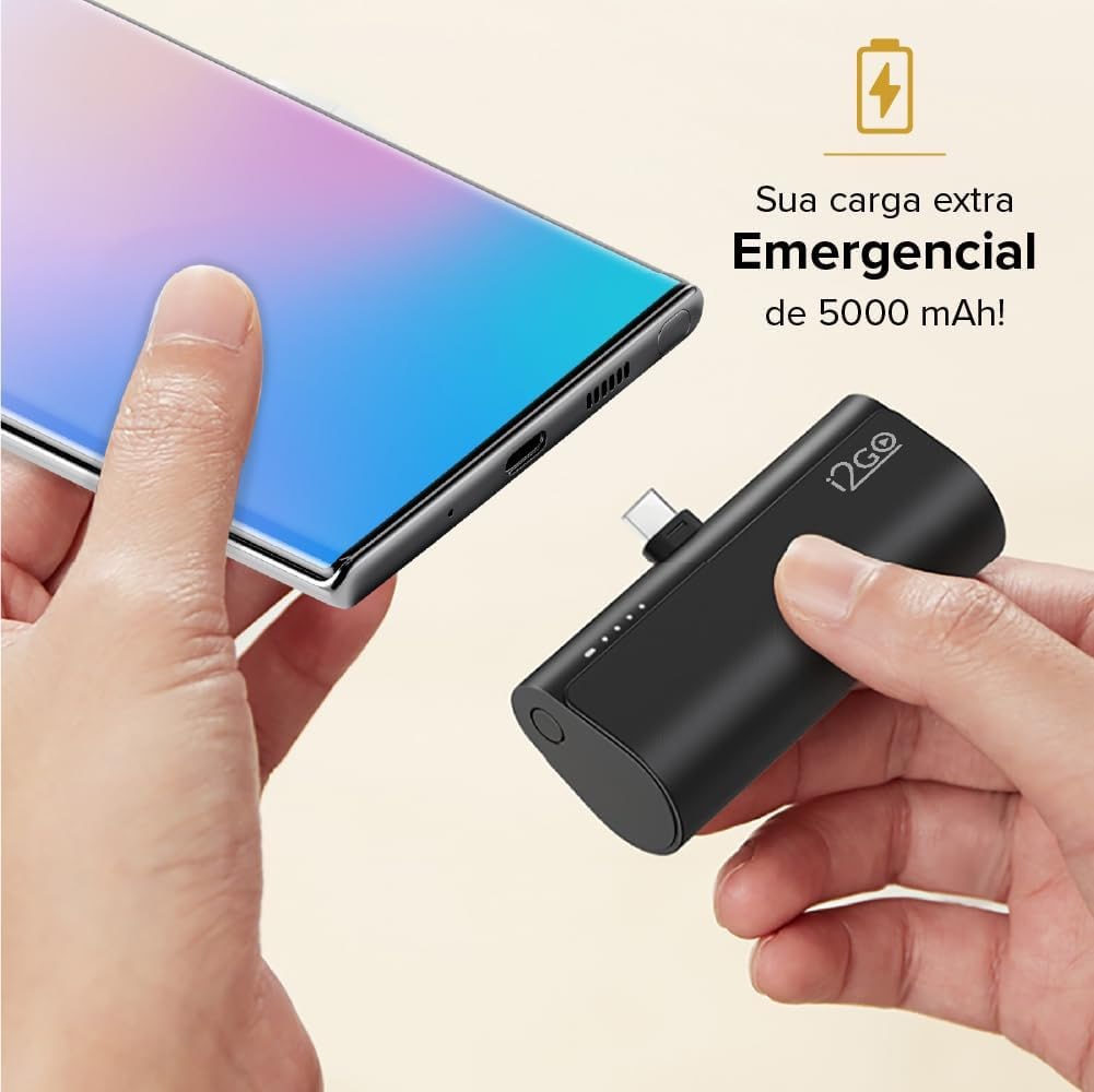 I2GO, Carregador Portátil (Power Bank), Pocket, 5000mAh, Não Necessita Cabos, Modelo USB-C