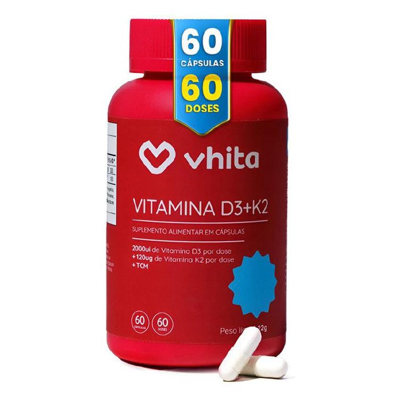 Vitamina D3 K2 Vhita 60 Cáps ( 2 Meses Cada Pote)