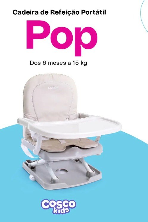 Cadeira De Refeição Portátil Cosco Kids, Pop, Bege Liso