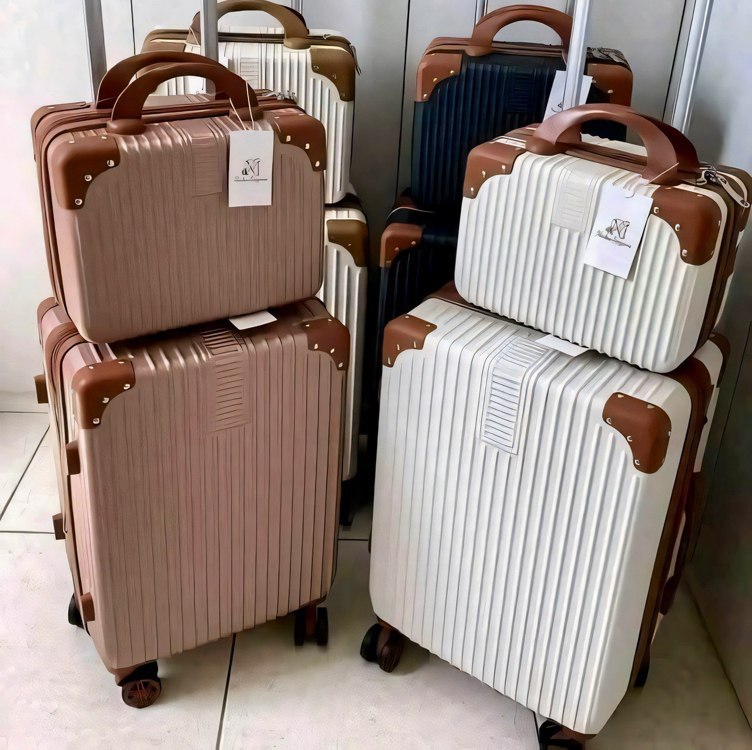 Mala De Pequena Miami + Frasqueira Com Alça Cor Bege Listras