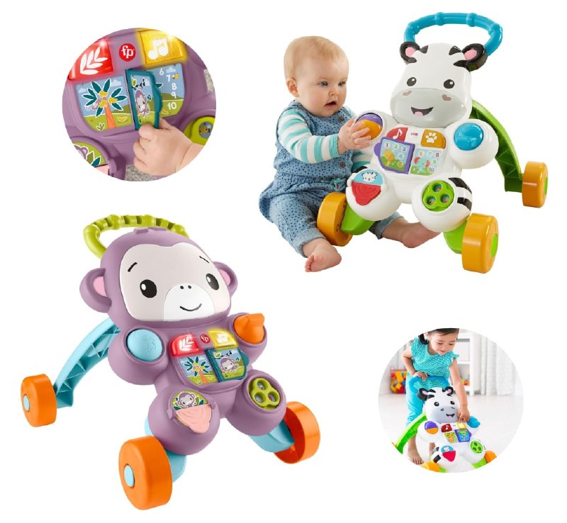Andador Amigo Macaco Aprenda Comigo Brinquedo Bebê Fisher-Price Mattel. Atividades educativas com apoio para andar. Ideal a partir dos 9 meses.