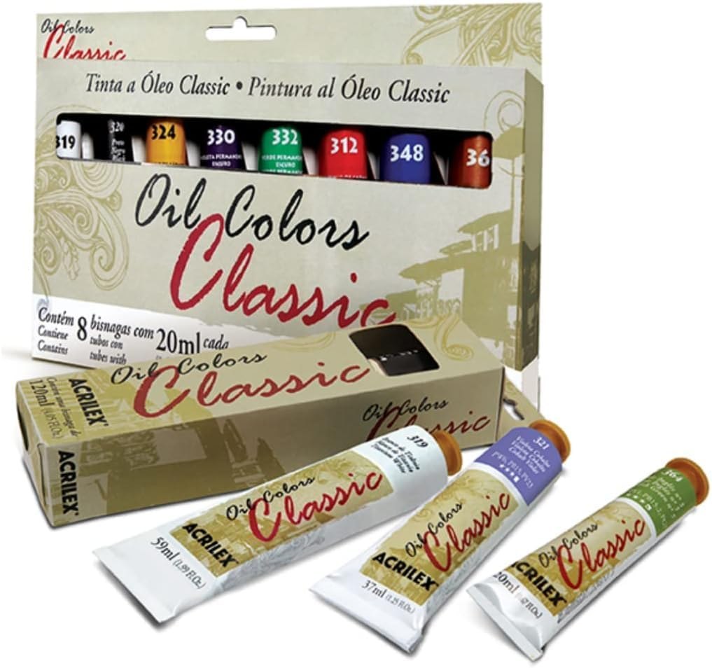 Estojo Tita Óleo Classic Colors Acrilex com 8 Bisnagas