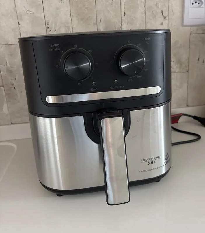 Fritadeira Air Fryer 5,5l Cyclone Preto E Inox Midea
