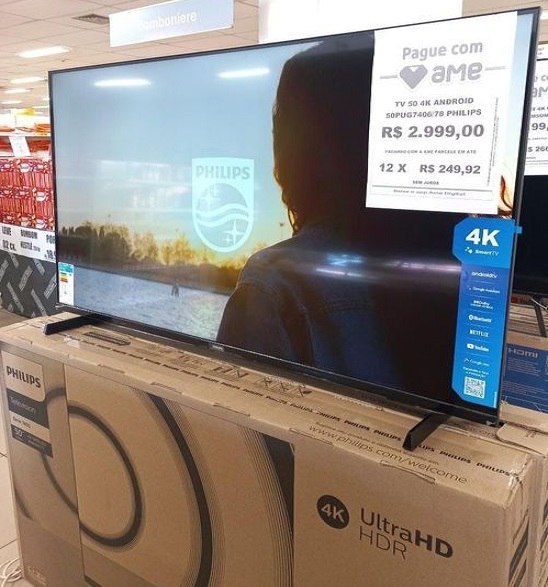Smart TV Philips Android 50" 4k Dolby Vision Google Assistant Comando de Voz