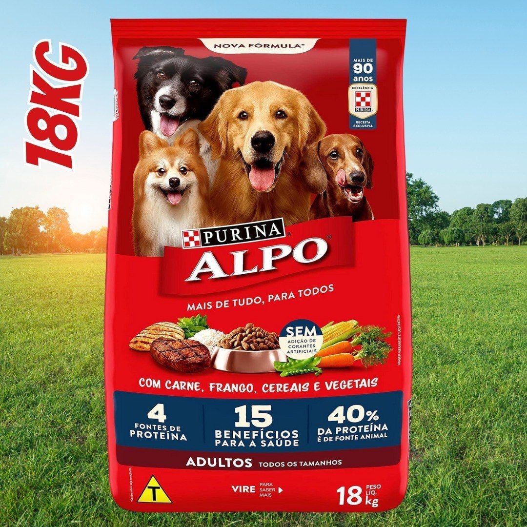 Purina Alpo Ração Alpo Para Cães Adultos Sabor Carne Grelhada Com Vegetais - 18Kg Purina - Sabor Carne