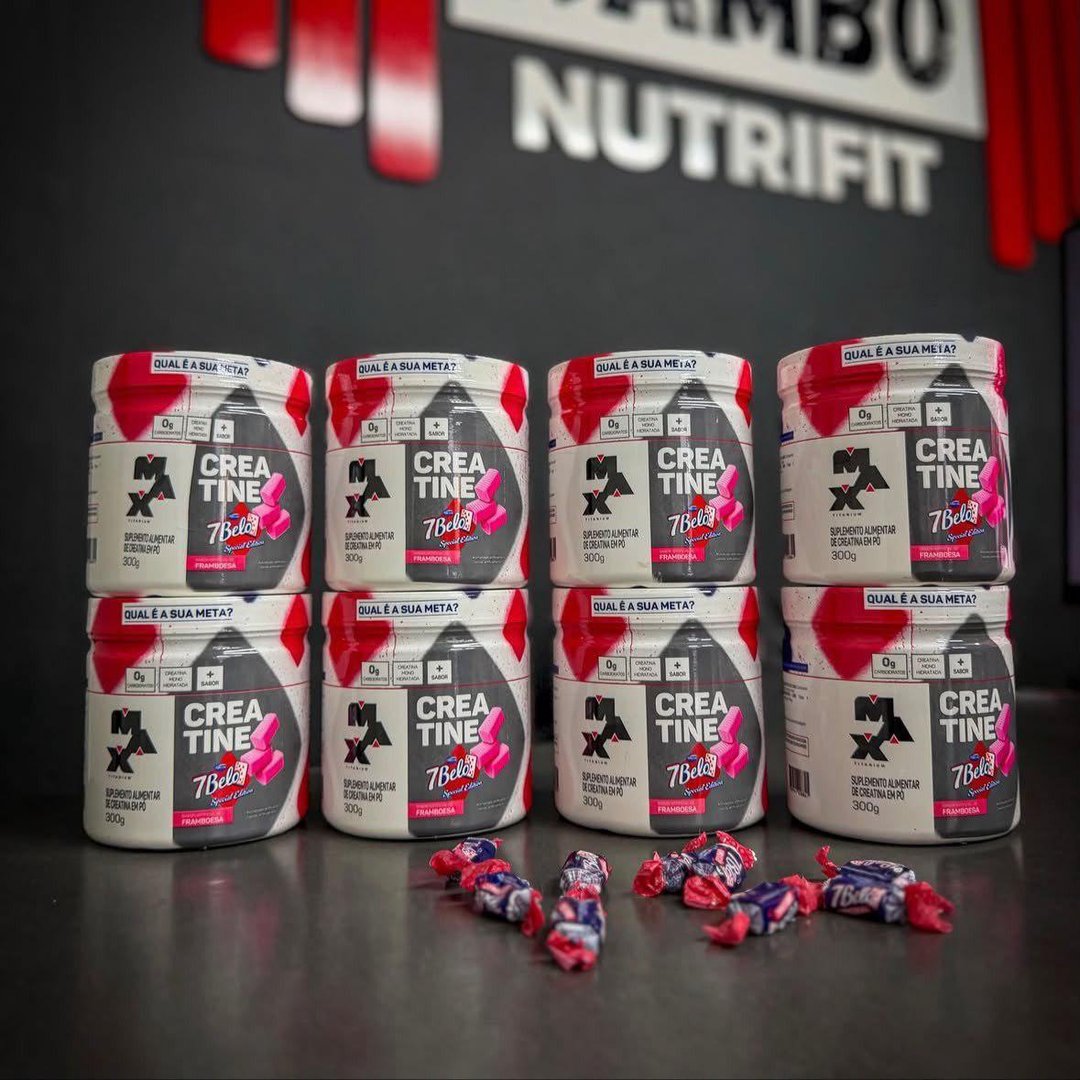 Creatina 7 Belo 300g Creatina Monohidratada Sabor Framboesa Força Energia Alta Performance Treino