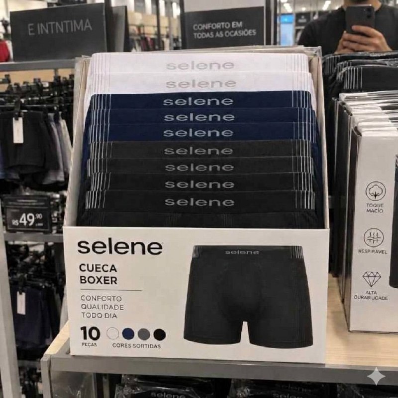 Kit 10 Cueca Boxer Sem Costura Poliamida Toque Gelado Selene